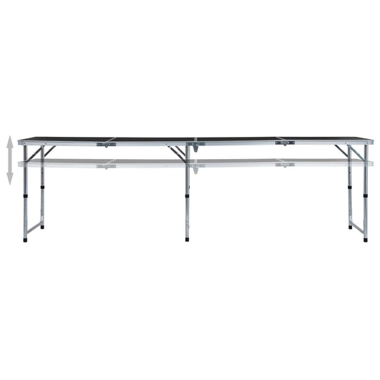 Foldable Camping Table Grey Aluminium 240x60 cm
