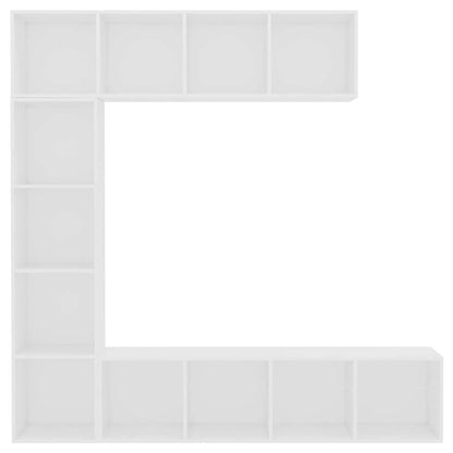 3 Piece Book/TV Cabinet Set White 180x30x180 cm
