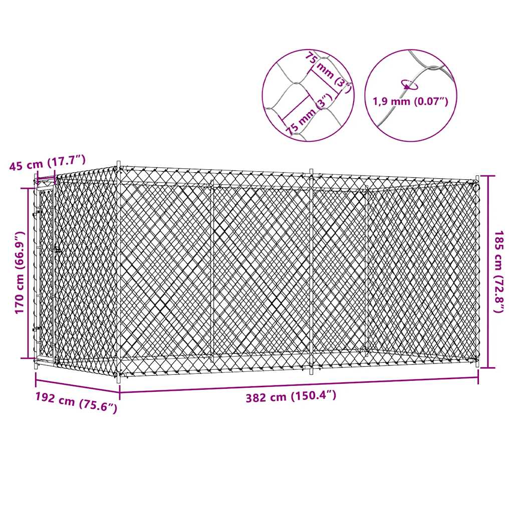 Outdoor Dog Kennel 382x192x185 cm