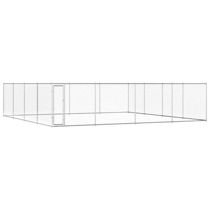 145037 vidaXL Outdoor Dog Kennel Galvanised Steel 760x760x185 cm