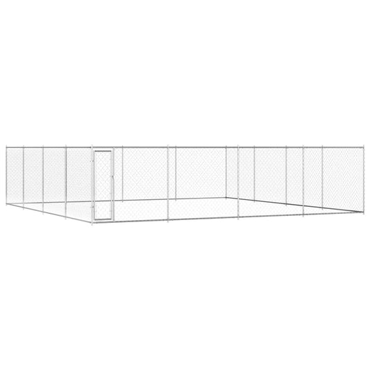 145037 vidaXL Outdoor Dog Kennel Galvanised Steel 760x760x185 cm