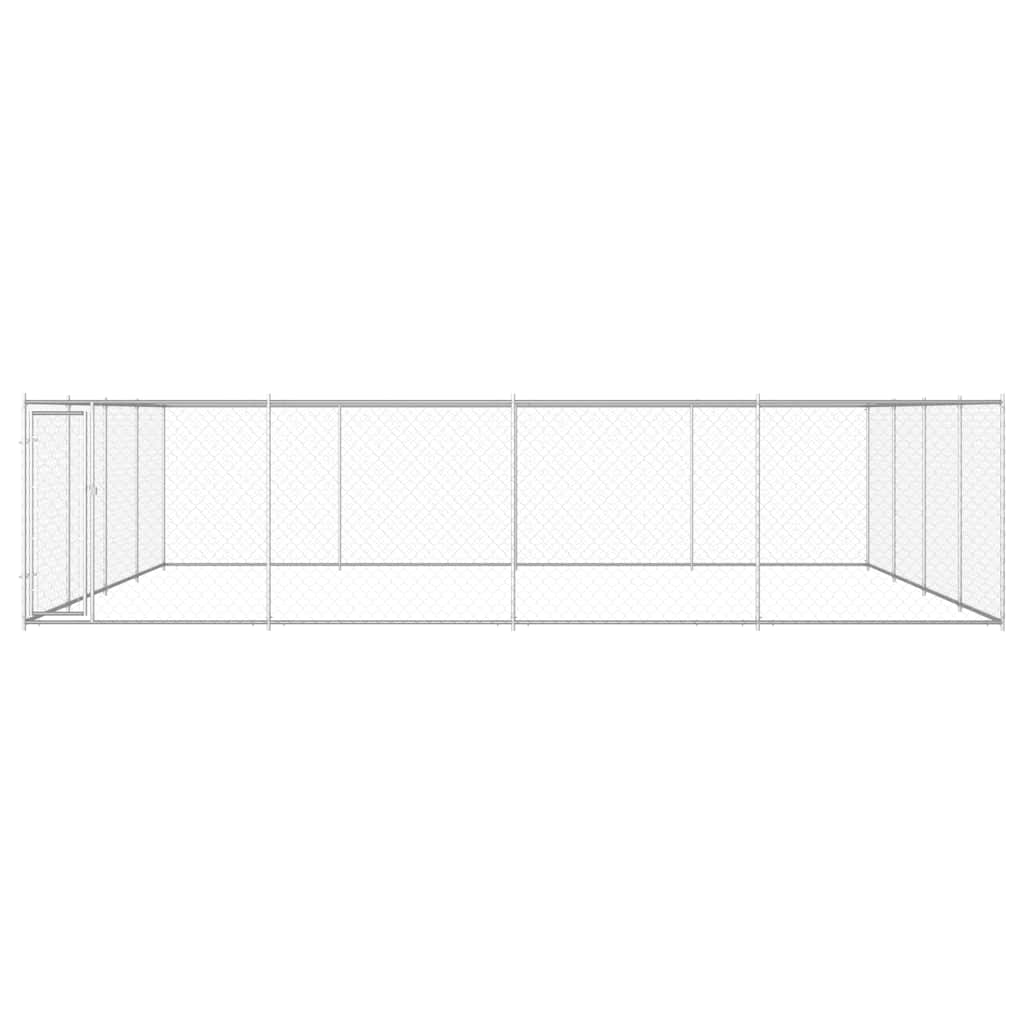 145037 vidaXL Outdoor Dog Kennel Galvanised Steel 760x760x185 cm