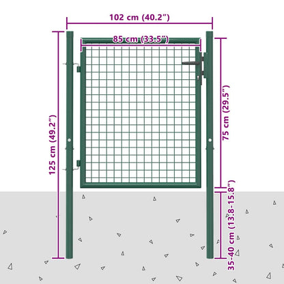Fence Gate Steel 100x75 cm Green