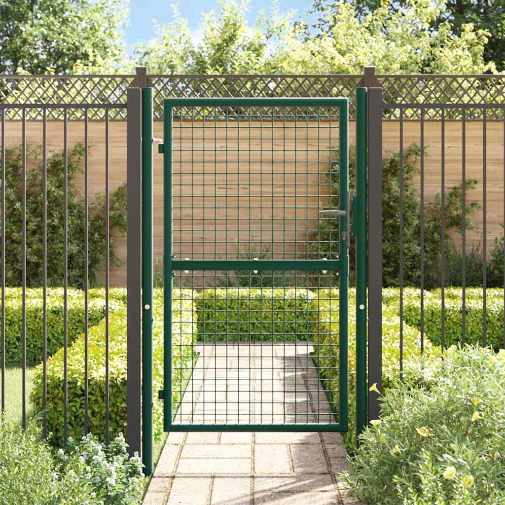 Fence Gate Steel 100x150 cm Green