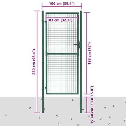 Fence Gate Steel 100x200 cm Green