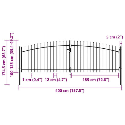 Double Door Fence Gate Woerden with Spear Top 400x174.5 cm