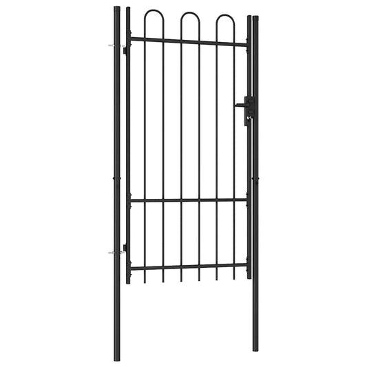 Fence Gate "BOXTEL" Single Door with Arched Top Steel 1x1,75 m Black