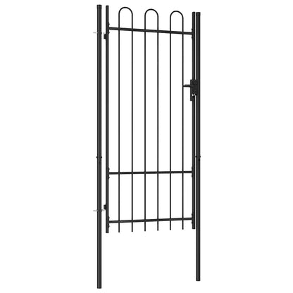 Fence Gate BOXTEL Single Door with Arched Top Steel 1x2 m Black