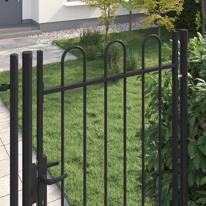 Fence Gate BOXTEL Single Door with Arched Top Steel 1x2 m Black