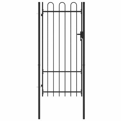 Fence Gate BOXTEL Single Door with Arched Top Steel 1x2 m Black