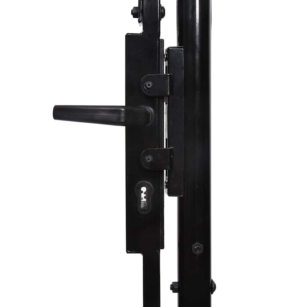 Fence Gate BOXTEL Single Door with Arched Top Steel 1x2 m Black