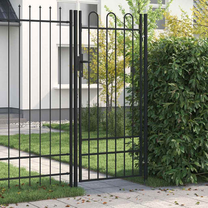 Fence Gate BOXTEL Single Door with Arched Top Steel 1x2 m Black