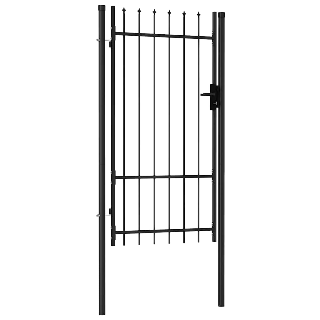 Fence Gate BOXTEL Single Door with Spike Top Steel 1x1.75 m Black