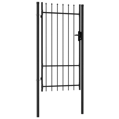 Fence Gate BOXTEL Single Door with Spike Top Steel 1x1.75 m Black