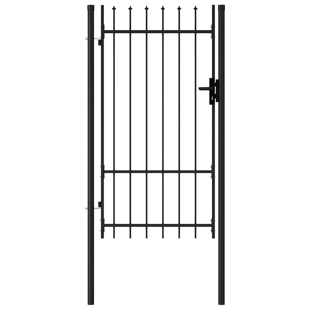 Fence Gate BOXTEL Single Door with Spike Top Steel 1x1.75 m Black