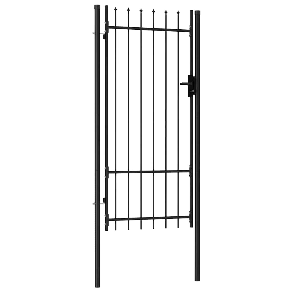 Fence Gate BOXTEL Single Door with Spike Top Steel 1x2 m Black