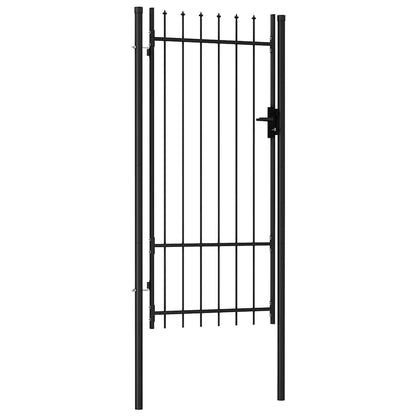 Fence Gate BOXTEL Single Door with Spike Top Steel 1x2 m Black