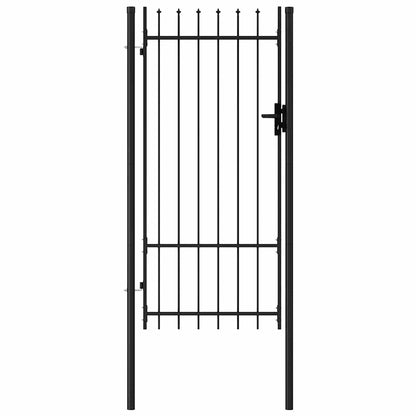 Fence Gate BOXTEL Single Door with Spike Top Steel 1x2 m Black