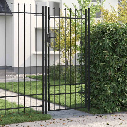 Fence Gate BOXTEL Single Door with Spike Top Steel 1x2 m Black