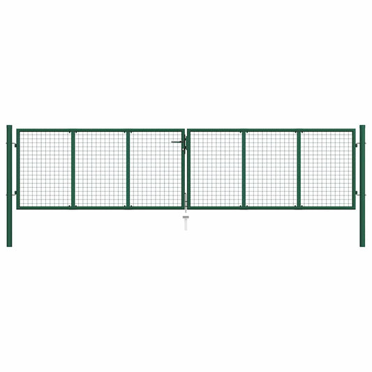 145747 vidaXL Mesh Garden Gate Steel 400x75 cm Green