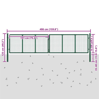 Mesh Garden Gate Steel 400x75 cm Green