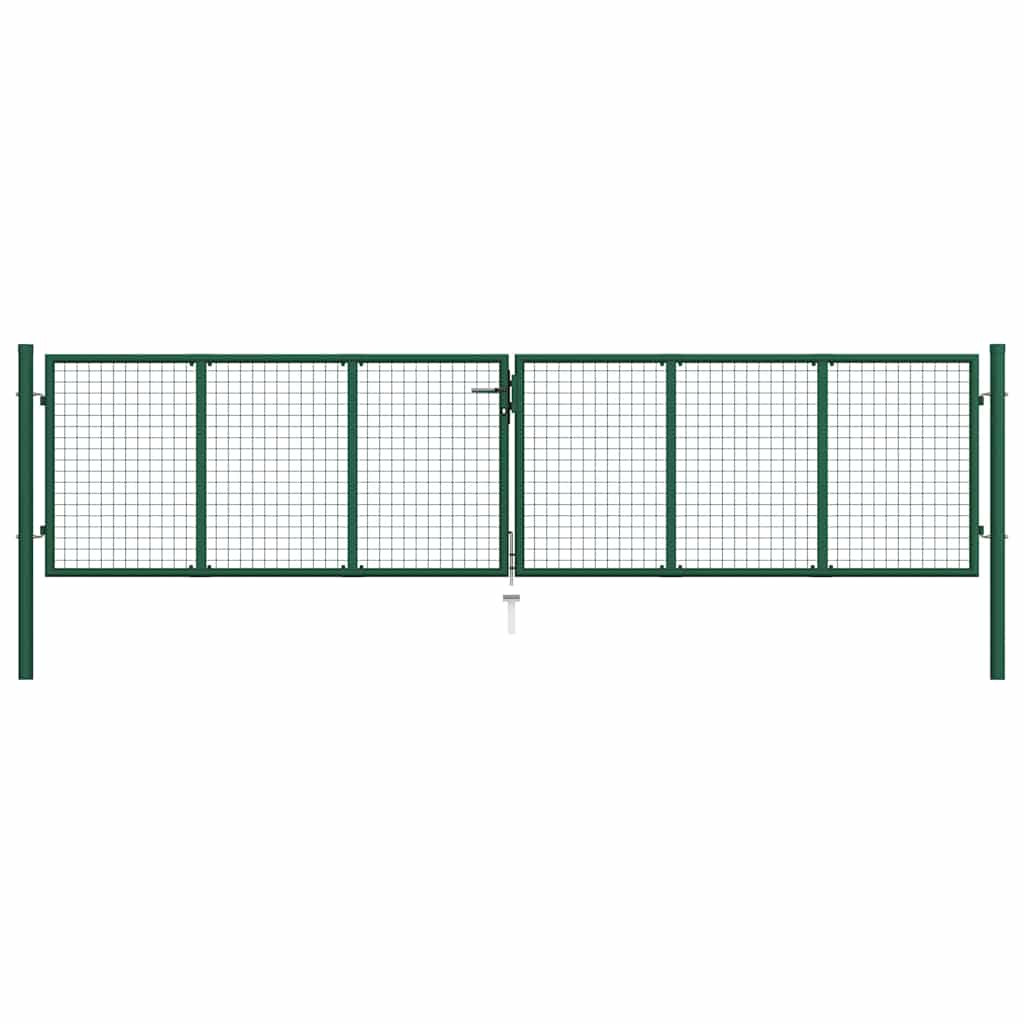 145748 vidaXL Mesh Garden Gate Steel 400x100 cm Green