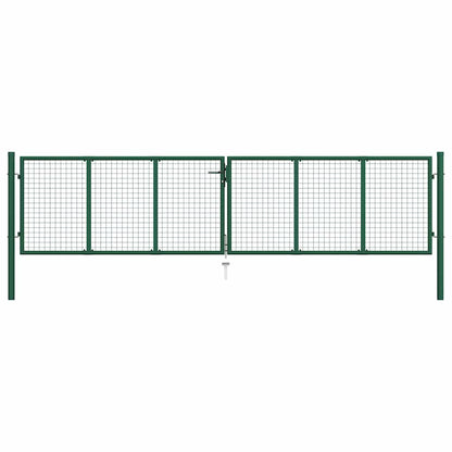 145748 vidaXL Mesh Garden Gate Steel 400x100 cm Green
