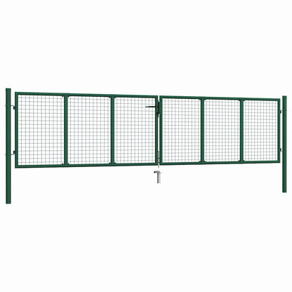 145748 vidaXL Mesh Garden Gate Steel 400x100 cm Green