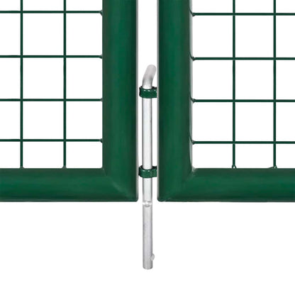 145748 vidaXL Mesh Garden Gate Steel 400x100 cm Green