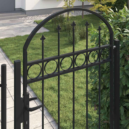 Fence Gate ASSEN with Arched Top Steel 89x200 cm Black