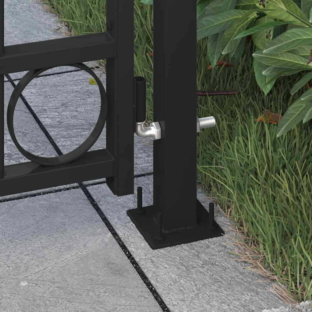 Fence Gate ASSEN with Arched Top and 2 Posts 105x170 cm Black