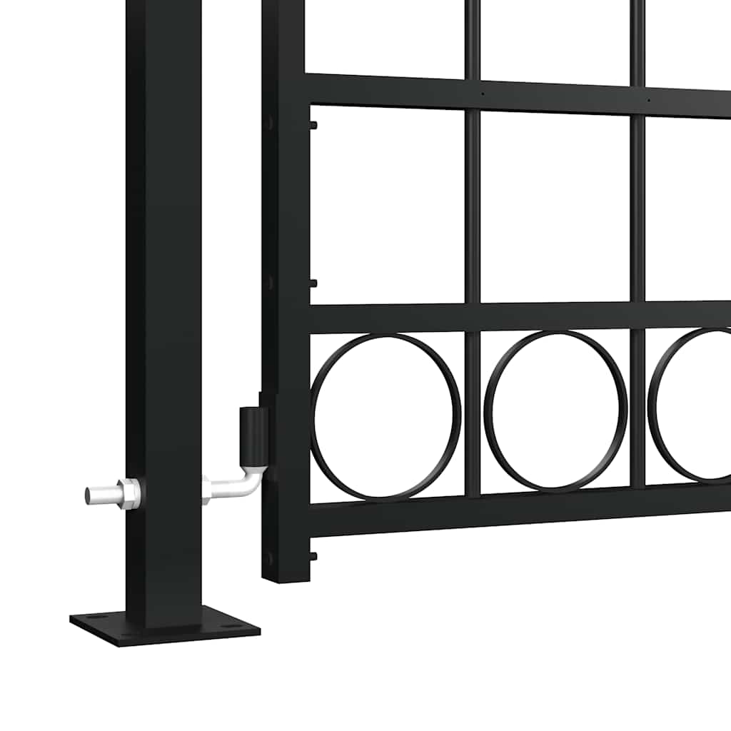 Fence Gate ASSEN with Arched Top and 2 Posts 105x170 cm Black