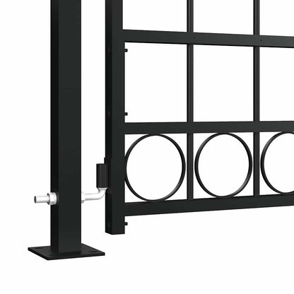 Fence Gate "ASSEN" with Arched Top and 2 Posts 105x170 cm Black