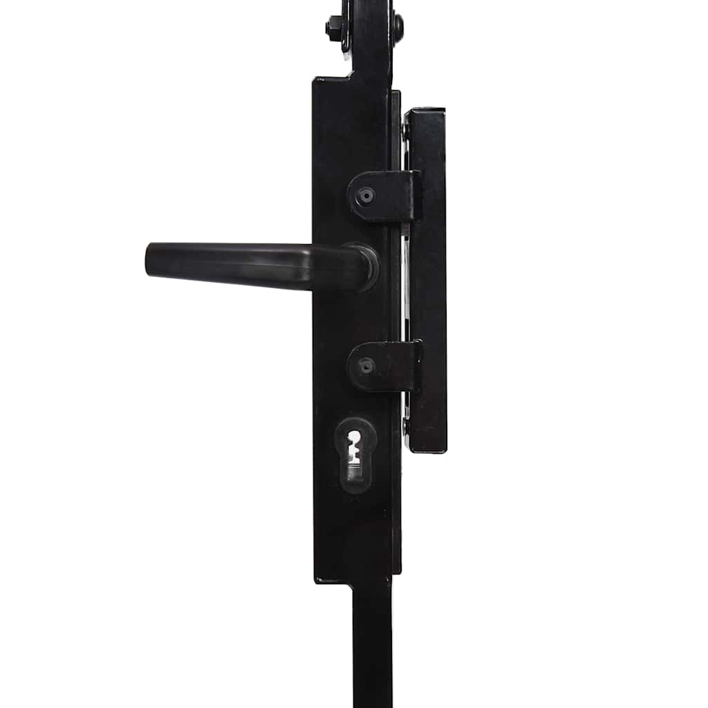 Fence Gate ASSEN with Arched Top and 2 Posts 105x170 cm Black