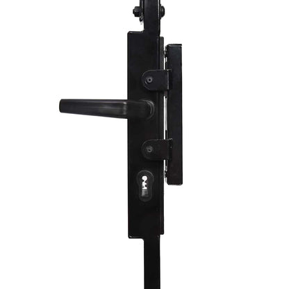 Fence Gate ASSEN with Arched Top and 2 Posts 105x170 cm Black