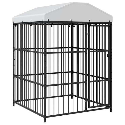 Dog Kennel | Black | Galvanised steel, polyethylene roof | Large | Locks