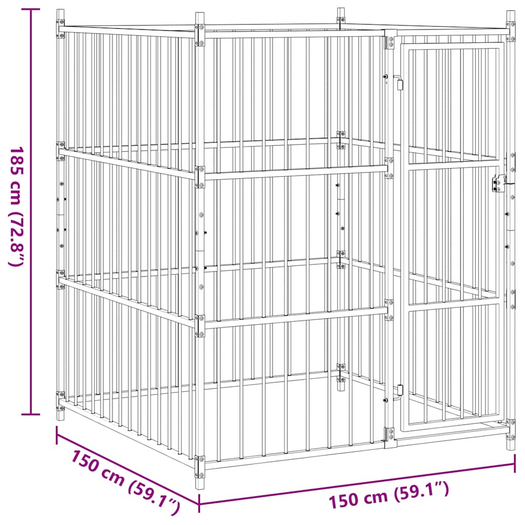 Outdoor Dog Kennel 150x150x185 cm