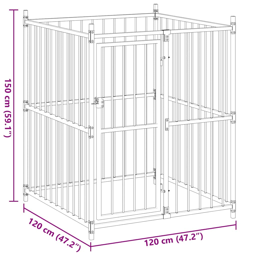 Outdoor Dog Kennel 120x120x150 cm