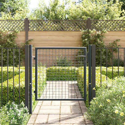 145771 vidaXL Mesh Garden Gate Galvanised Steel 100x75 cm Grey