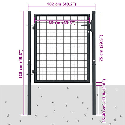 Mesh Garden Gate Galvanised Steel 100x75 cm Grey
