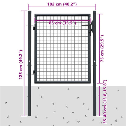145771 vidaXL Mesh Garden Gate Galvanised Steel 100x75 cm Grey