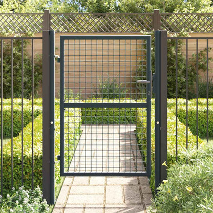 145772 vidaXL Mesh Garden Gate Galvanised Steel 100x125 cm Grey
