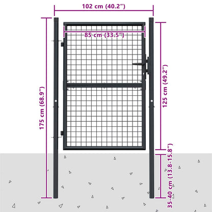 Mesh Garden Gate Galvanised Steel 100x125 cm Grey