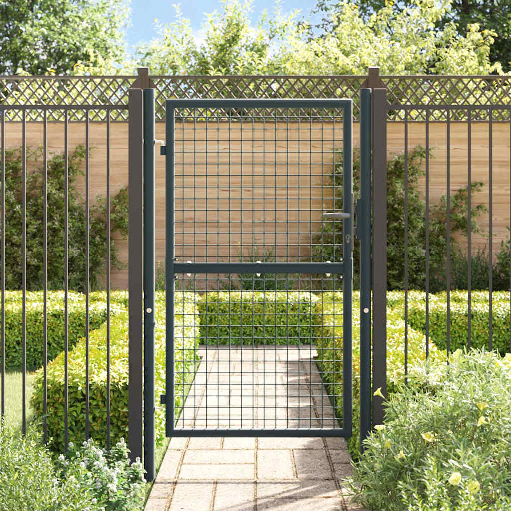 145773 vidaXL Mesh Garden Gate Galvanised Steel 100x150 cm Grey
