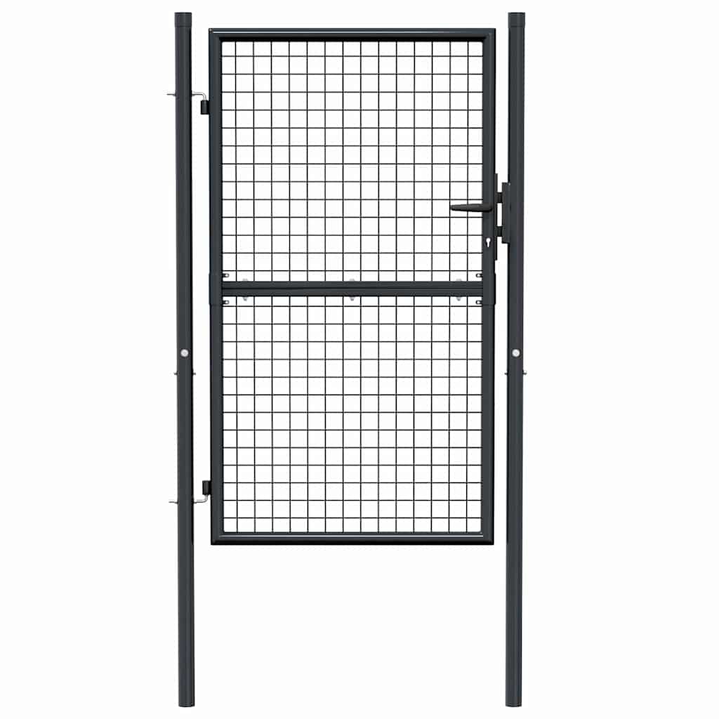 145773 vidaXL Mesh Garden Gate Galvanised Steel 100x150 cm Grey