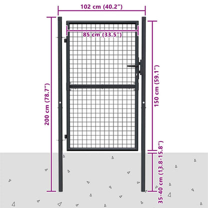 145773 vidaXL Mesh Garden Gate Galvanised Steel 100x150 cm Grey
