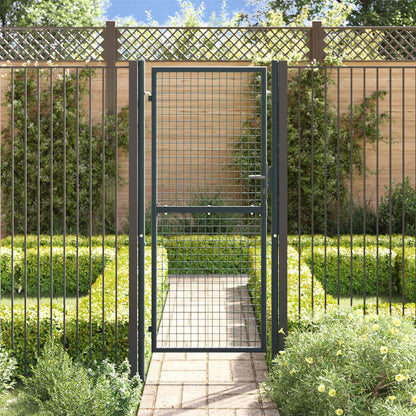 145775 vidaXL Mesh Garden Gate Galvanised Steel 100x200 cm Grey