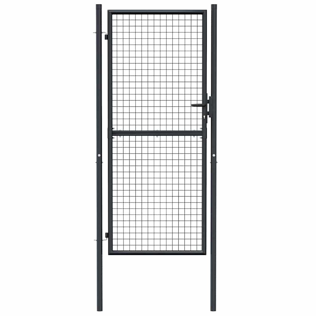 145775 vidaXL Mesh Garden Gate Galvanised Steel 100x200 cm Grey