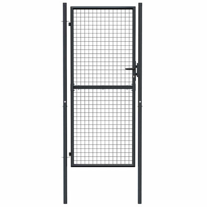 145775 vidaXL Mesh Garden Gate Galvanised Steel 100x200 cm Grey