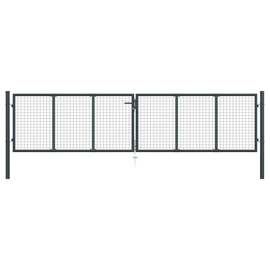 Mesh Garden Gate Galvanised Steel 400x75 cm Grey
